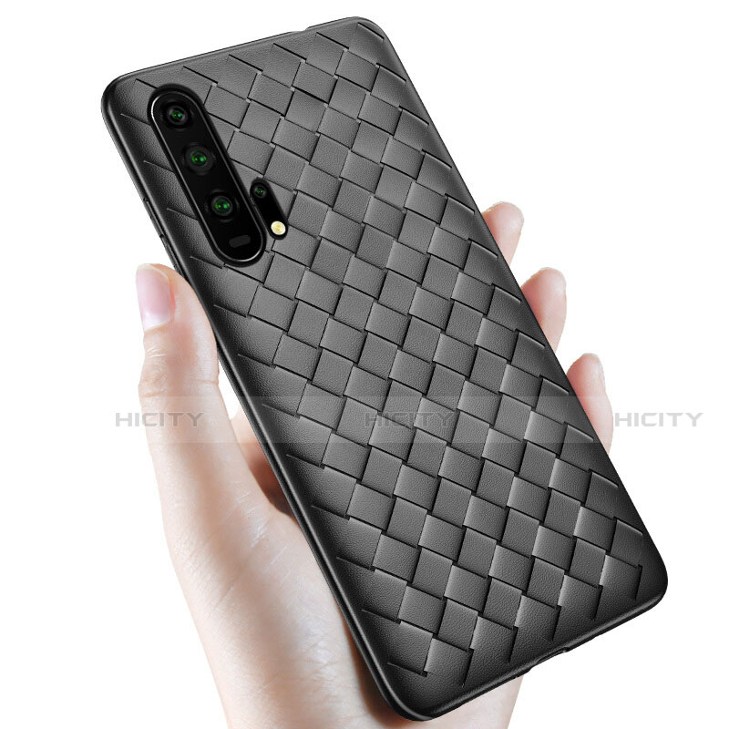 Coque Silicone Gel Motif Cuir Housse Etui H02 pour Huawei Honor 20 Pro Noir Plus