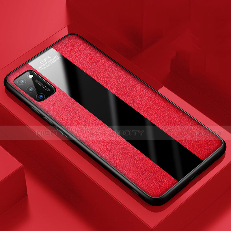 Coque Silicone Gel Motif Cuir Housse Etui H02 pour Huawei Honor View 30 5G Rouge Plus