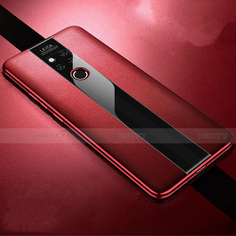 Coque Silicone Gel Motif Cuir Housse Etui H02 pour Huawei Mate 20 X 5G Rouge Plus