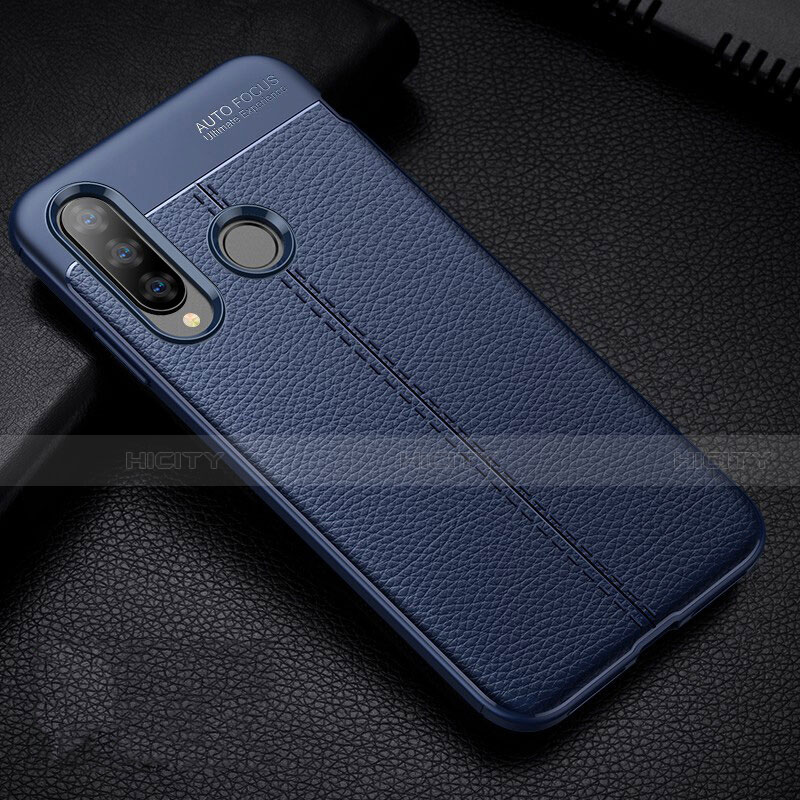 Coque Silicone Gel Motif Cuir Housse Etui H02 pour Huawei Nova 4e Bleu Plus