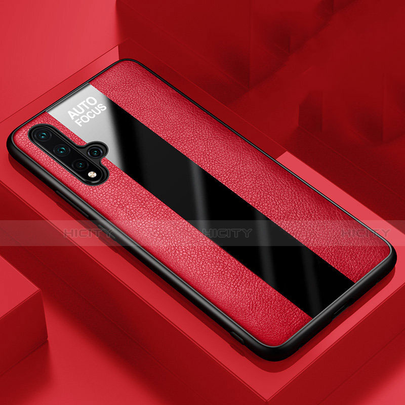 Coque Silicone Gel Motif Cuir Housse Etui H02 pour Huawei Nova 5 Pro Rouge Plus