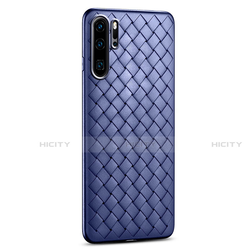 Coque Silicone Gel Motif Cuir Housse Etui H02 pour Huawei P30 Pro Bleu Plus