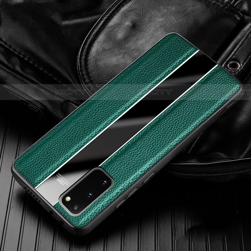 Coque Silicone Gel Motif Cuir Housse Etui H02 pour Samsung Galaxy S20 Vert Plus