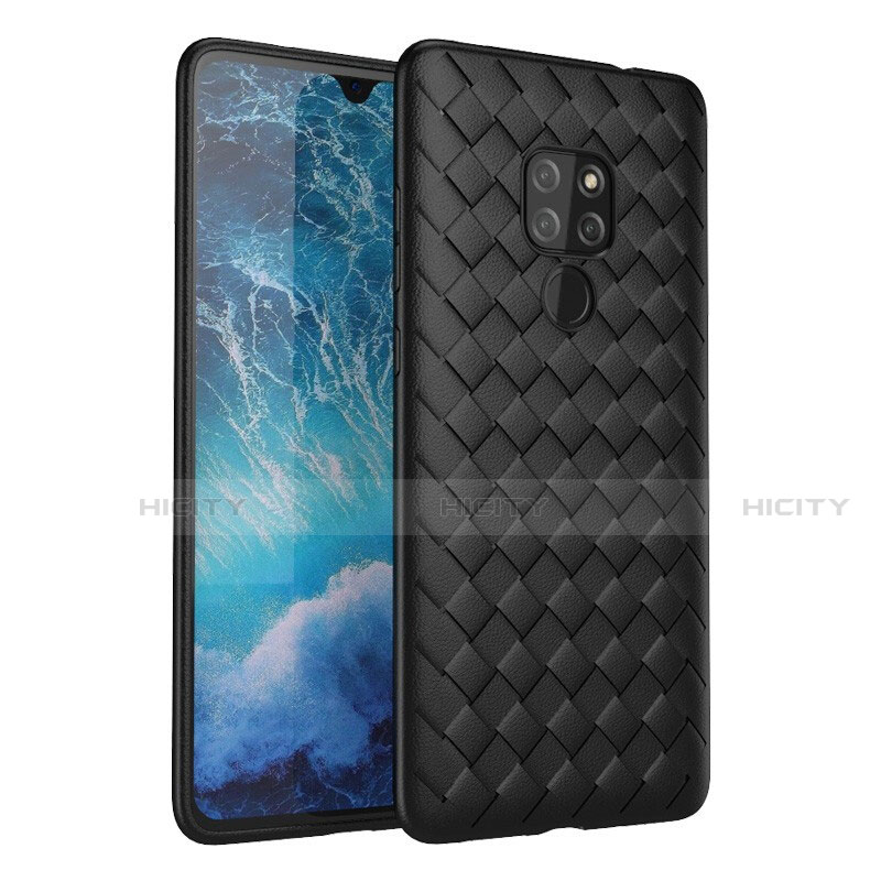 Coque Silicone Gel Motif Cuir Housse Etui H03 pour Huawei Mate 20 Noir Plus