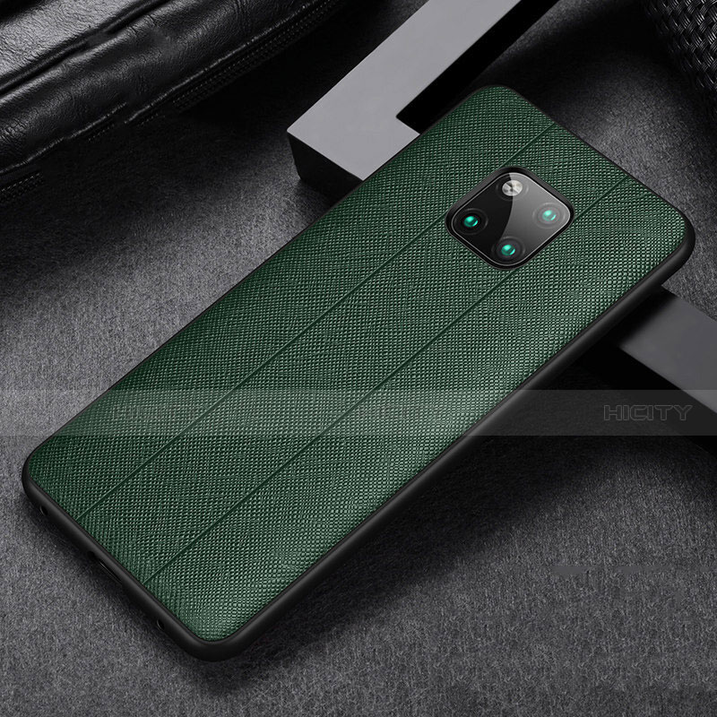 Coque Silicone Gel Motif Cuir Housse Etui H03 pour Huawei Mate 20 Pro Vert Plus