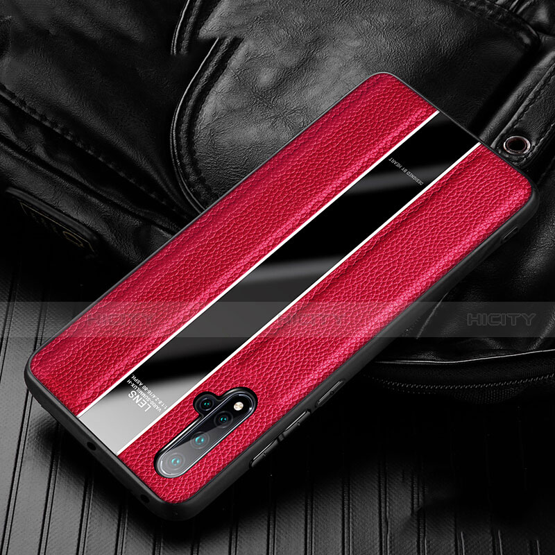 Coque Silicone Gel Motif Cuir Housse Etui H03 pour Huawei Nova 5 Pro Rouge Plus