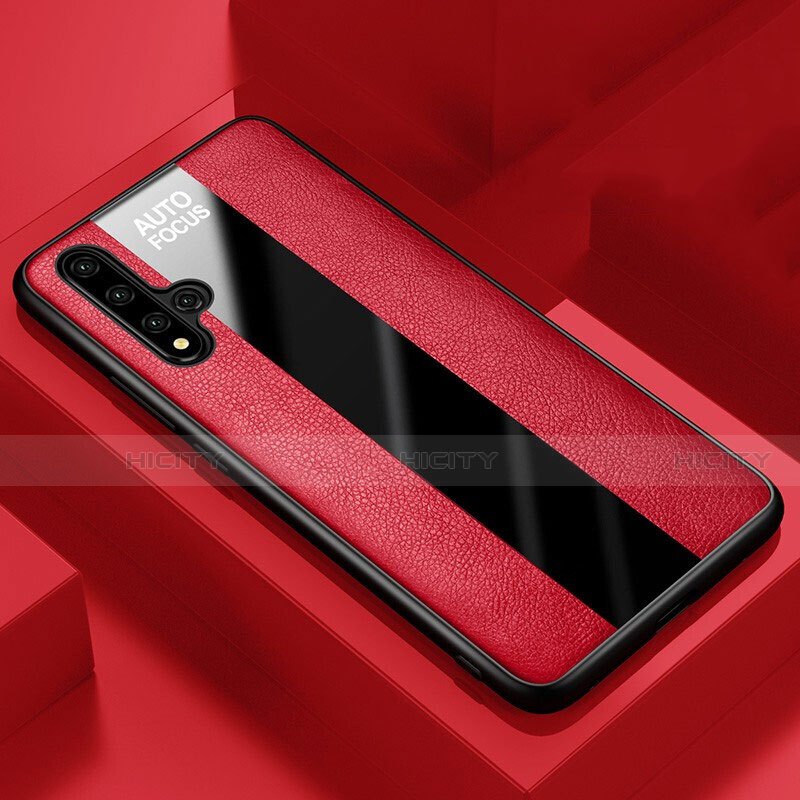 Coque Silicone Gel Motif Cuir Housse Etui H03 pour Huawei Nova 5T Rouge Plus