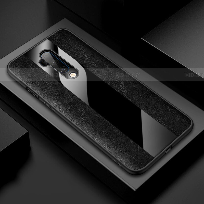 Coque Silicone Gel Motif Cuir Housse Etui H03 pour OnePlus 7T Pro Noir Plus