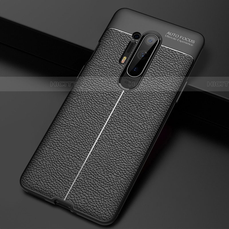 Coque Silicone Gel Motif Cuir Housse Etui H03 pour OnePlus 8 Pro Noir Plus