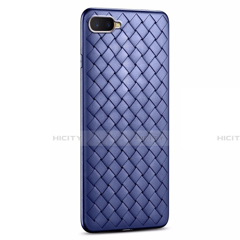 Coque Silicone Gel Motif Cuir Housse Etui H03 pour Oppo R15X Bleu Plus