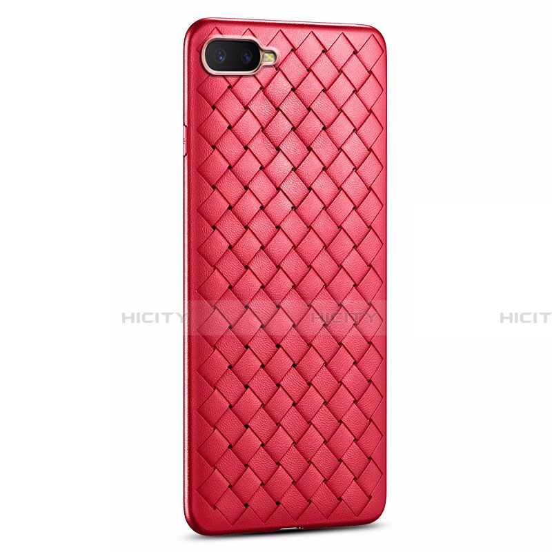 Coque Silicone Gel Motif Cuir Housse Etui H03 pour Oppo R17 Neo Rouge Plus