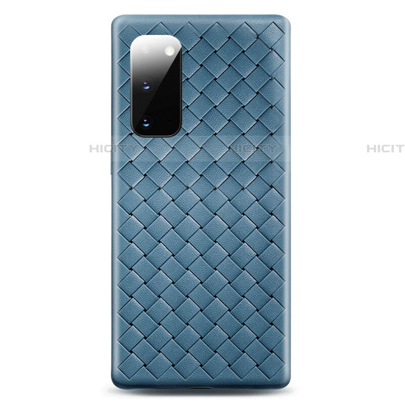 Coque Silicone Gel Motif Cuir Housse Etui H03 pour Samsung Galaxy S20 5G Bleu Ciel Plus