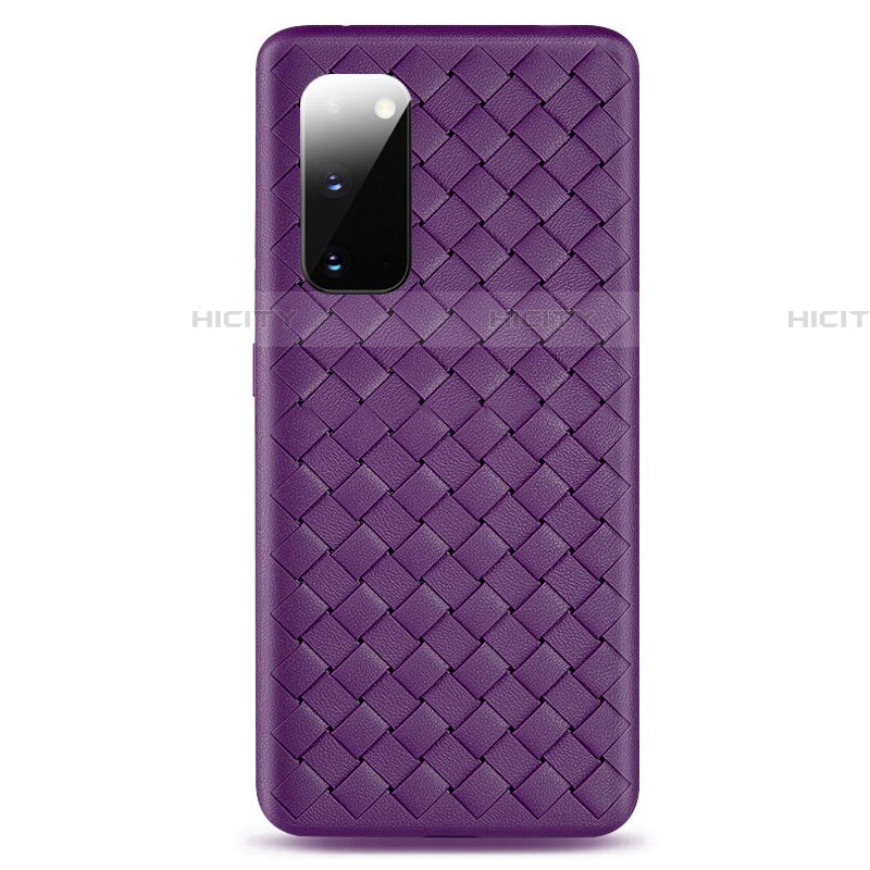 Coque Silicone Gel Motif Cuir Housse Etui H03 pour Samsung Galaxy S20 5G Violet Plus