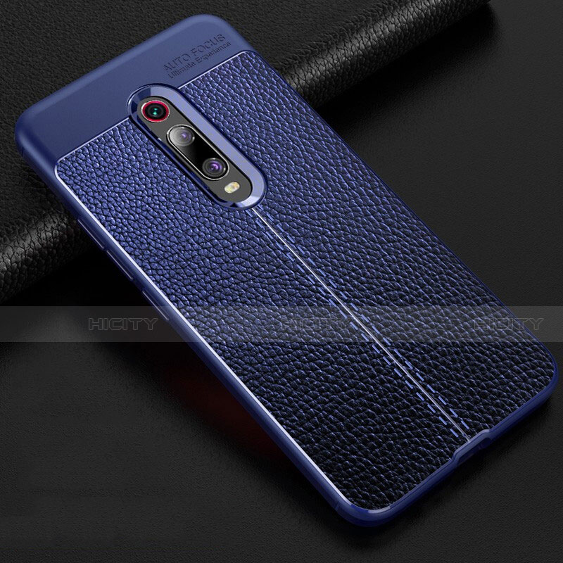 Coque Silicone Gel Motif Cuir Housse Etui H03 pour Xiaomi Mi 9T Bleu Plus