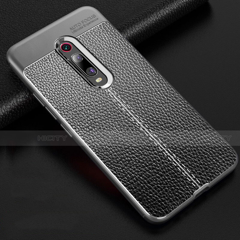 Coque Silicone Gel Motif Cuir Housse Etui H03 pour Xiaomi Mi 9T Gris Plus