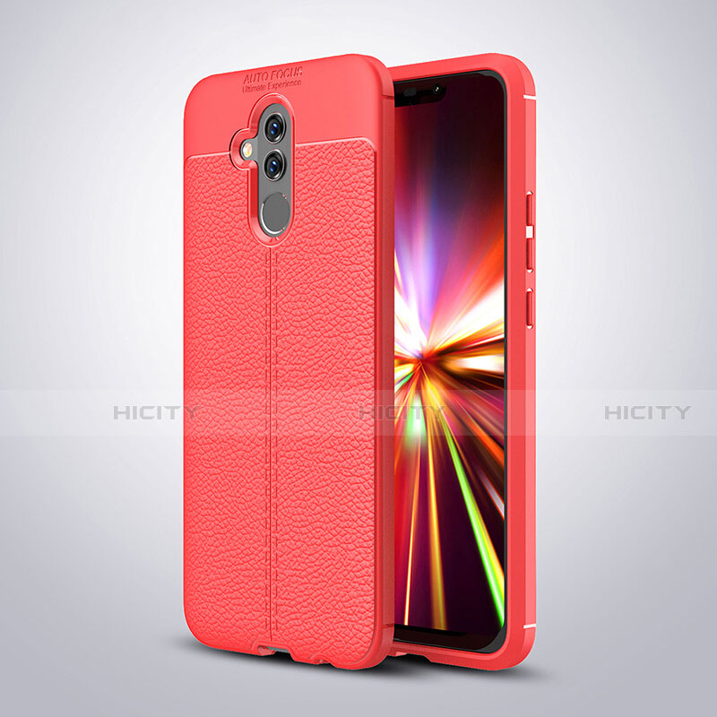 Coque Silicone Gel Motif Cuir Housse Etui H04 pour Huawei Mate 20 Lite Rouge Plus