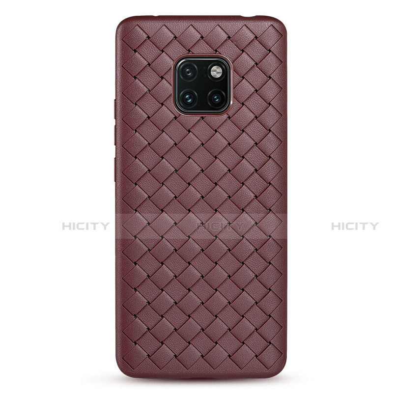 Coque Silicone Gel Motif Cuir Housse Etui H04 pour Huawei Mate 20 Pro Marron Plus