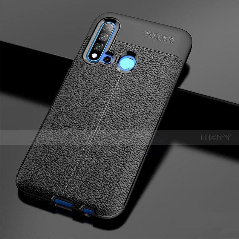 Coque Silicone Gel Motif Cuir Housse Etui H04 pour Huawei P20 Lite (2019) Noir Plus