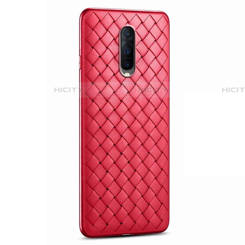 Coque Silicone Gel Motif Cuir Housse Etui H04 pour Oppo RX17 Pro Rouge Plus