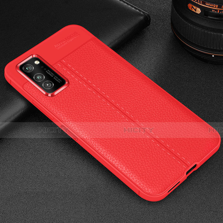 Coque Silicone Gel Motif Cuir Housse Etui H05 pour Huawei Honor V30 5G Rouge Plus