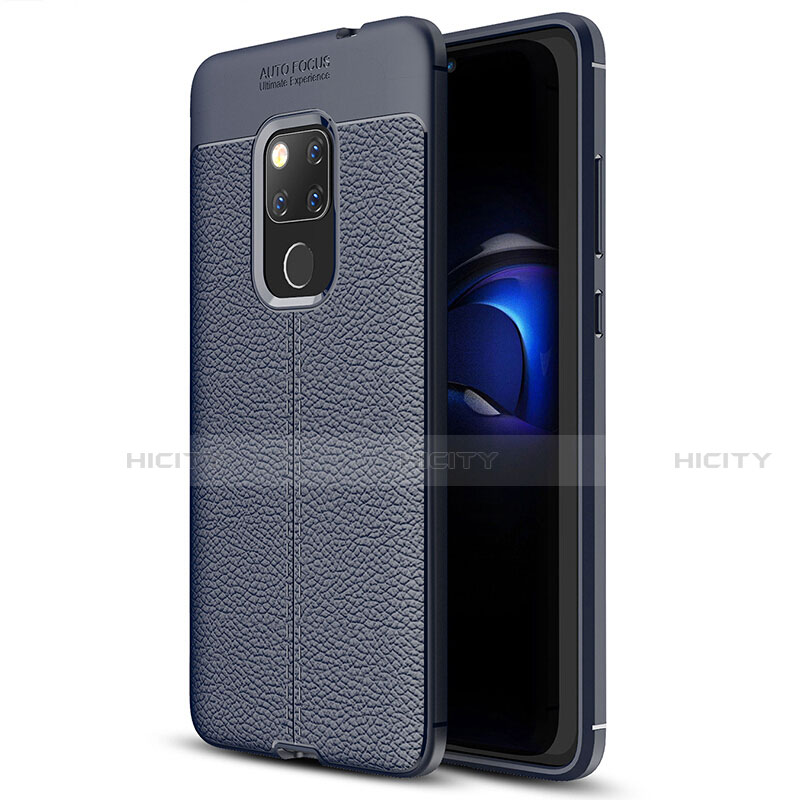 Coque Silicone Gel Motif Cuir Housse Etui H05 pour Huawei Mate 20 X 5G Bleu Plus