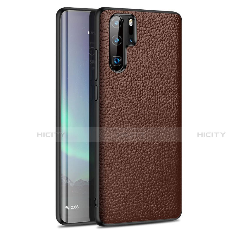 Coque Silicone Gel Motif Cuir Housse Etui H05 pour Huawei P30 Pro New Edition Marron Plus