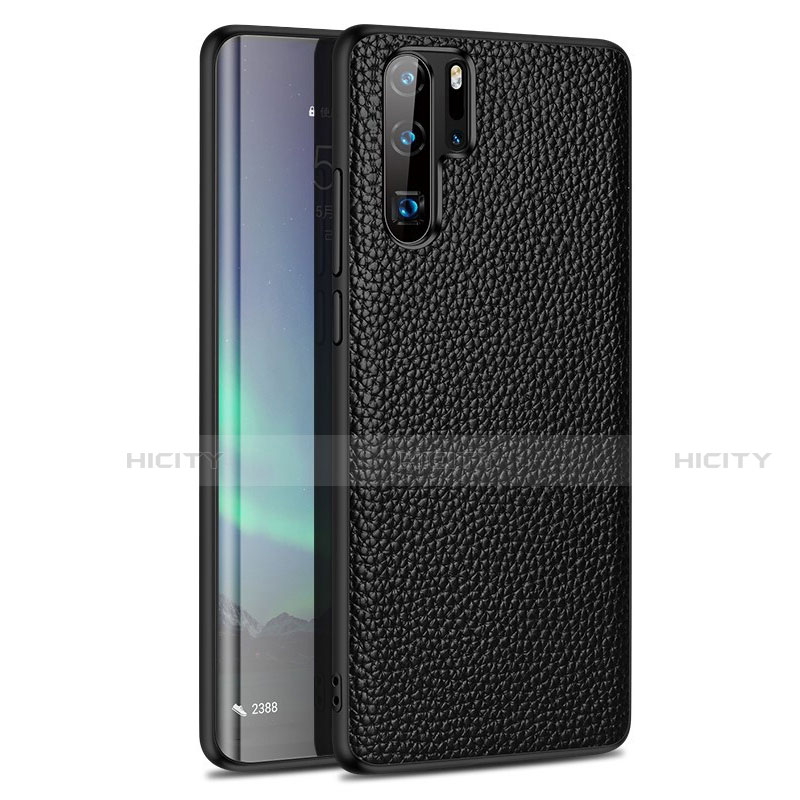 Coque Silicone Gel Motif Cuir Housse Etui H05 pour Huawei P30 Pro New Edition Noir Plus