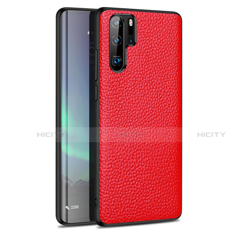 Coque Silicone Gel Motif Cuir Housse Etui H05 pour Huawei P30 Pro Rouge Plus