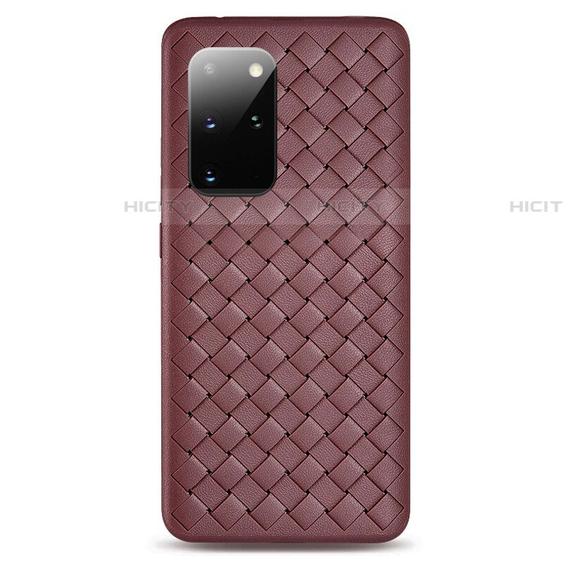 Coque Silicone Gel Motif Cuir Housse Etui H05 pour Samsung Galaxy S20 Plus Marron Plus