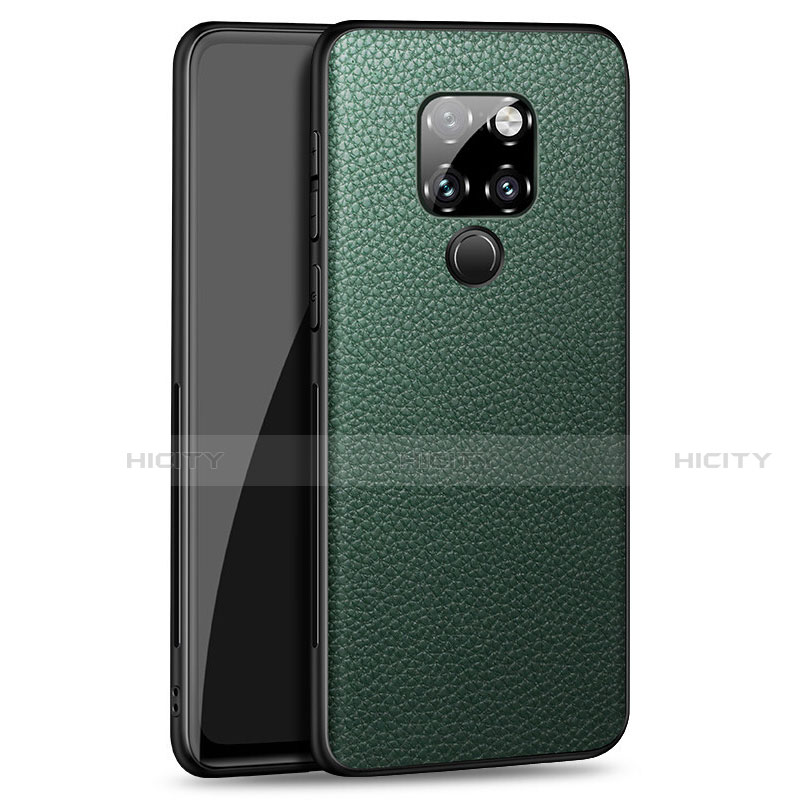 Coque Silicone Gel Motif Cuir Housse Etui H06 pour Huawei Mate 20 Vert Plus