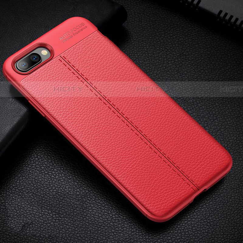 Coque Silicone Gel Motif Cuir Housse Etui H07 pour Oppo RX17 Neo Rouge Plus