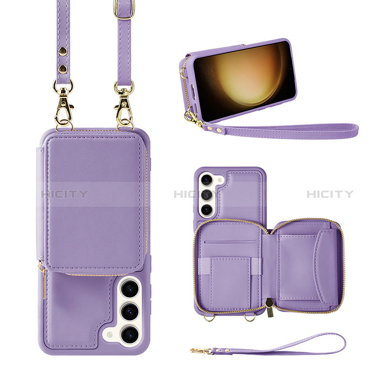 Coque Silicone Gel Motif Cuir Housse Etui JM1 pour Samsung Galaxy S22 5G Violet Plus