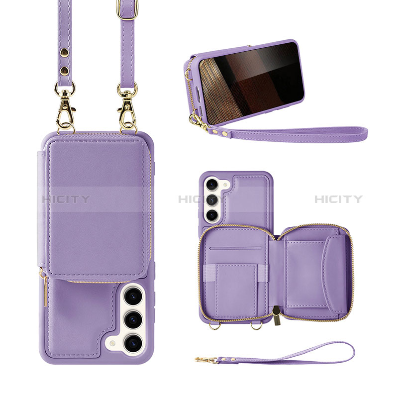 Coque Silicone Gel Motif Cuir Housse Etui JM1 pour Samsung Galaxy S24 5G Violet Plus