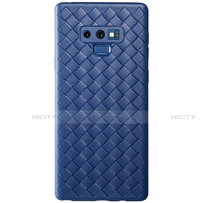 Coque Silicone Gel Motif Cuir Housse Etui L01 pour Samsung Galaxy Note 9 Bleu Plus