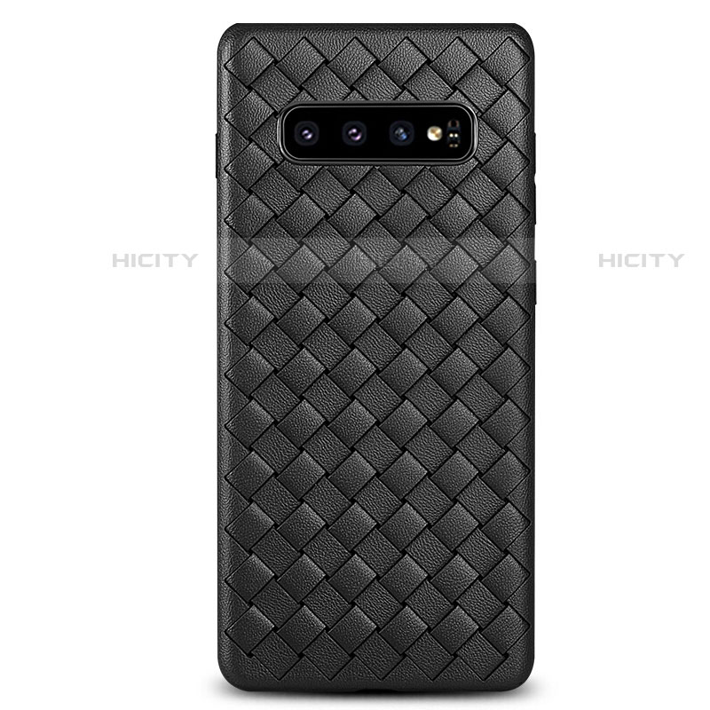 Coque Silicone Gel Motif Cuir Housse Etui L02 pour Samsung Galaxy S10 5G Noir Plus