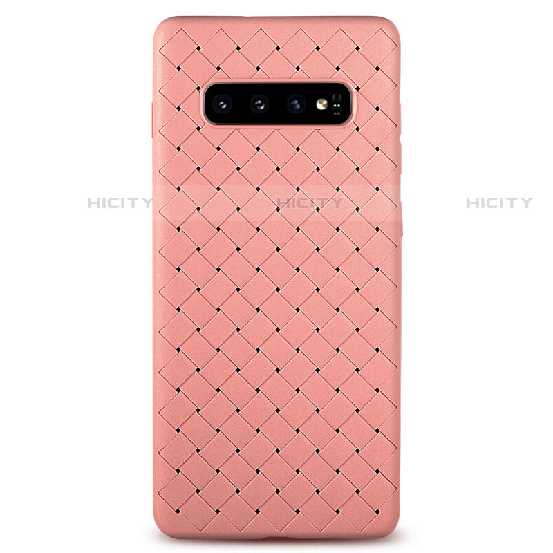 Coque Silicone Gel Motif Cuir Housse Etui L02 pour Samsung Galaxy S10 5G Or Rose Plus