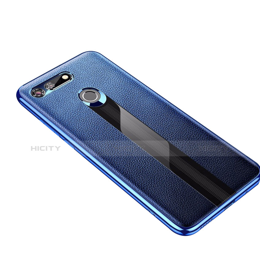 Coque Silicone Gel Motif Cuir Housse Etui M01 pour Huawei Honor V20 Bleu Plus