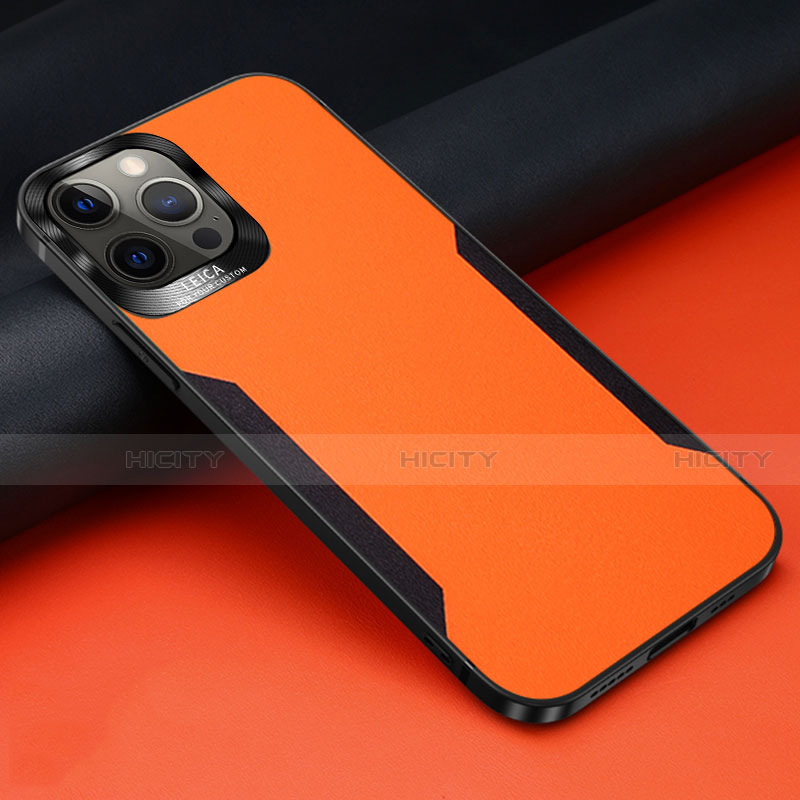 Coque Silicone Gel Motif Cuir Housse Etui N01 pour Apple iPhone 12 Pro Max Orange Plus