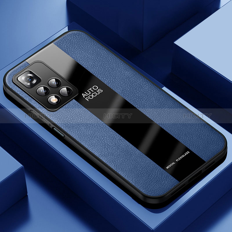Coque Silicone Gel Motif Cuir Housse Etui PB1 pour Xiaomi Mi 11i 5G (2022) Bleu Plus