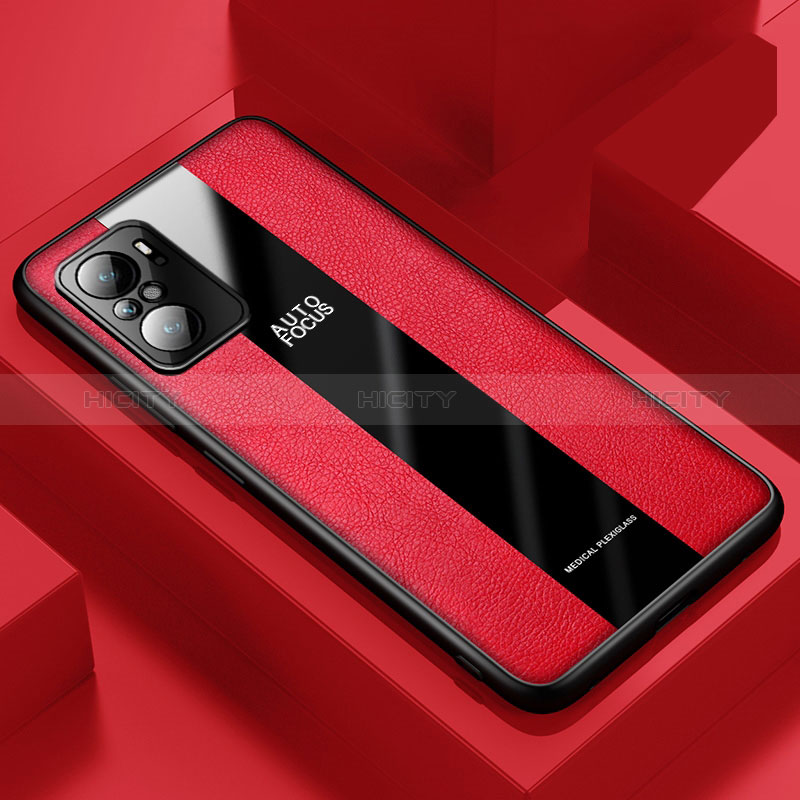 Coque Silicone Gel Motif Cuir Housse Etui PB1 pour Xiaomi Redmi K40 Pro 5G Rouge Plus