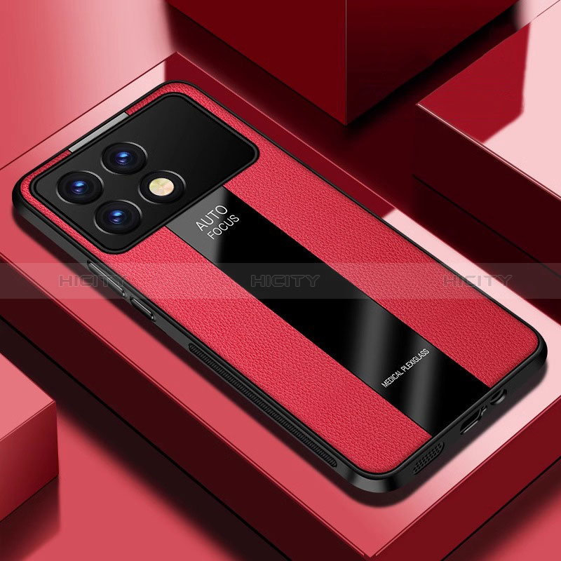 Coque Silicone Gel Motif Cuir Housse Etui PB1 pour Xiaomi Redmi K70 Pro 5G Rouge Plus