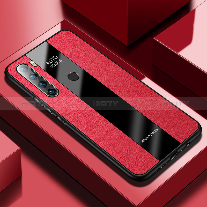 Coque Silicone Gel Motif Cuir Housse Etui PB1 pour Xiaomi Redmi Note 8 (2021) Rouge Plus