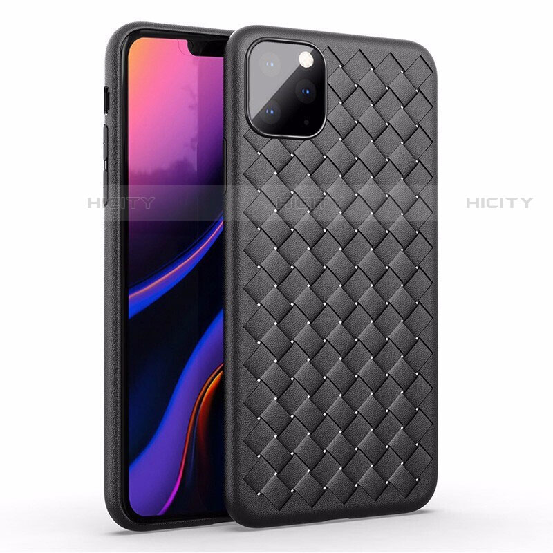 Coque Silicone Gel Motif Cuir Housse Etui pour Apple iPhone 11 Pro Max Noir Plus