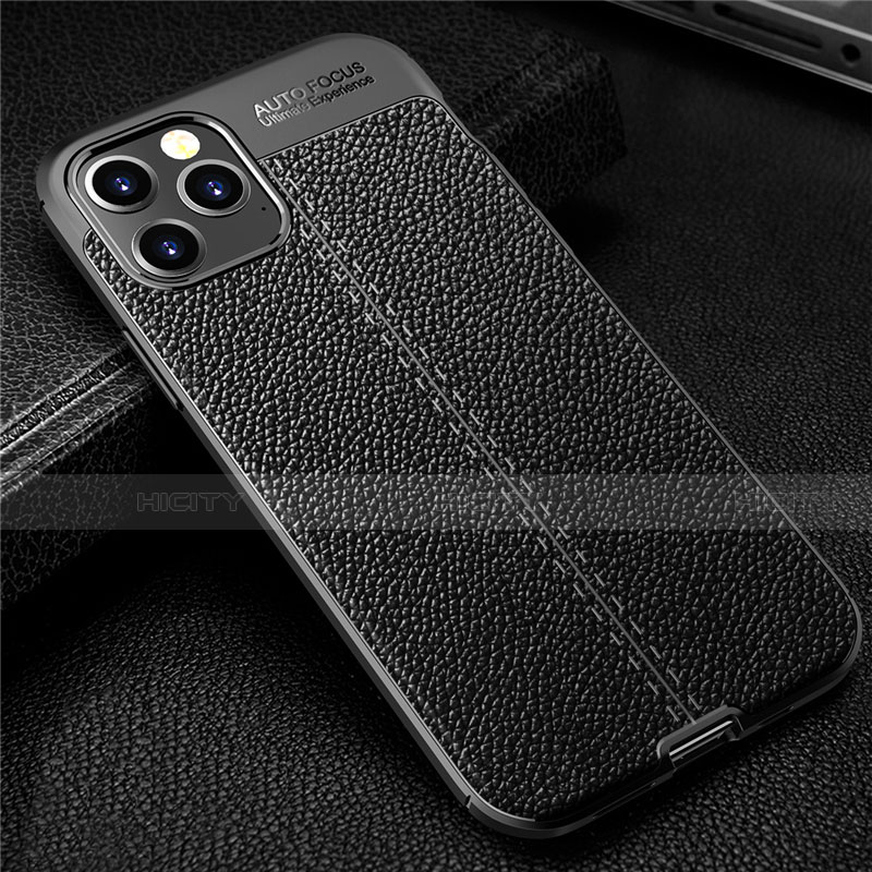 Coque Silicone Gel Motif Cuir Housse Etui pour Apple iPhone 12 Max Noir Plus