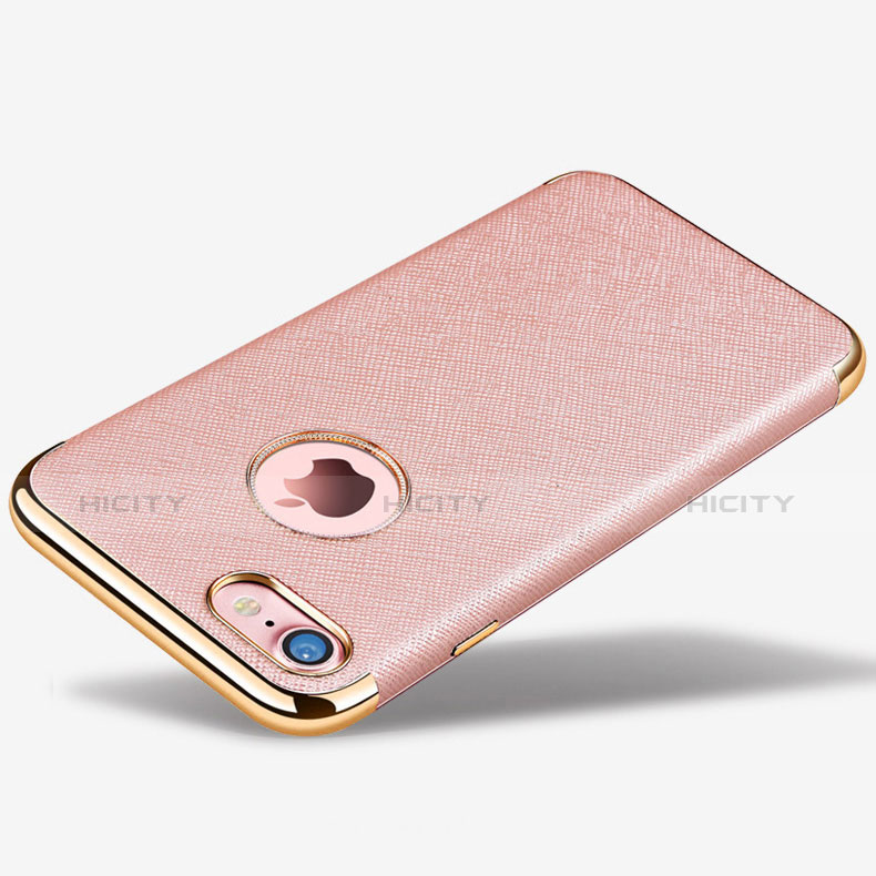 Coque Silicone Gel Motif Cuir Housse Etui pour Apple iPhone 8 Or Rose Plus