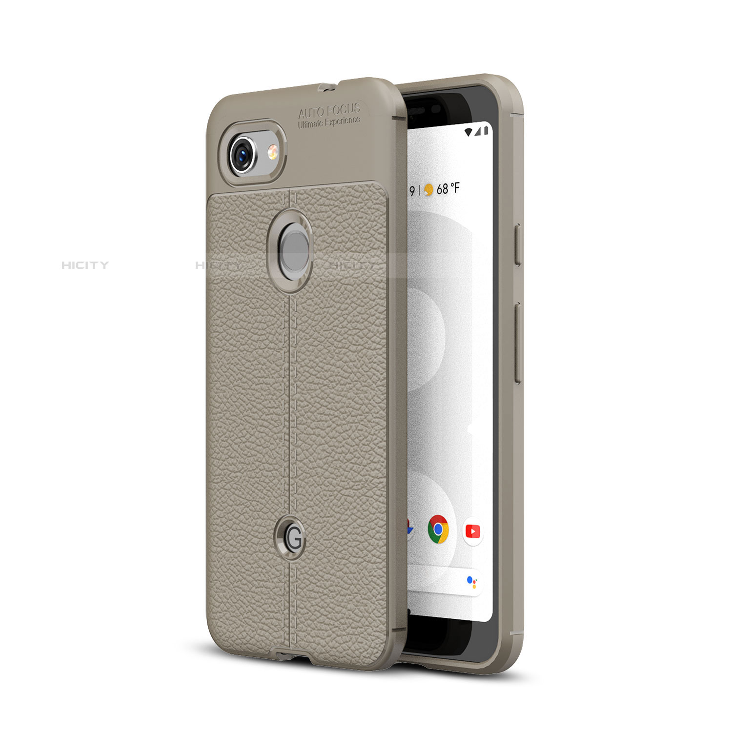 Coque Silicone Gel Motif Cuir Housse Etui pour Google Pixel 3a Gris Plus