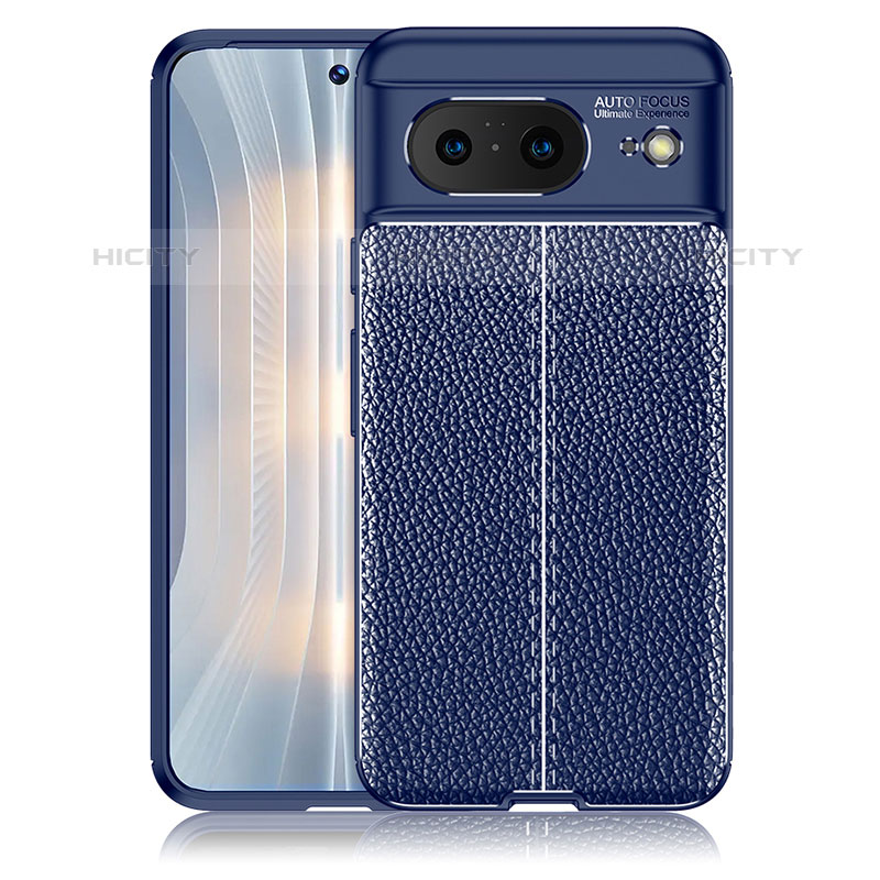 Coque Silicone Gel Motif Cuir Housse Etui pour Google Pixel 8 5G Bleu Plus