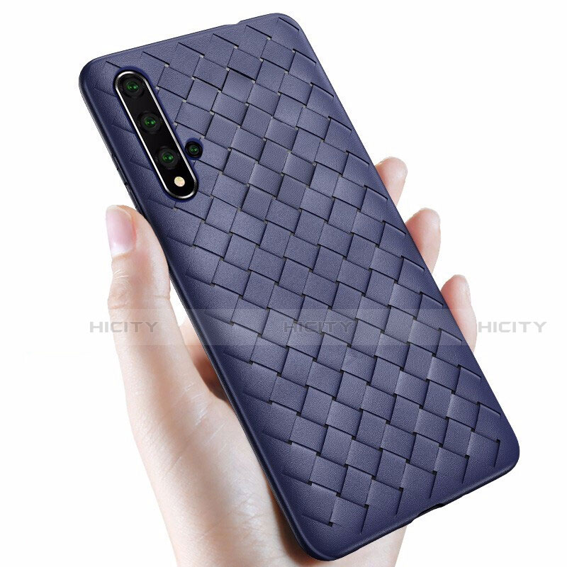 Coque Silicone Gel Motif Cuir Housse Etui pour Huawei Honor 20 Bleu Plus