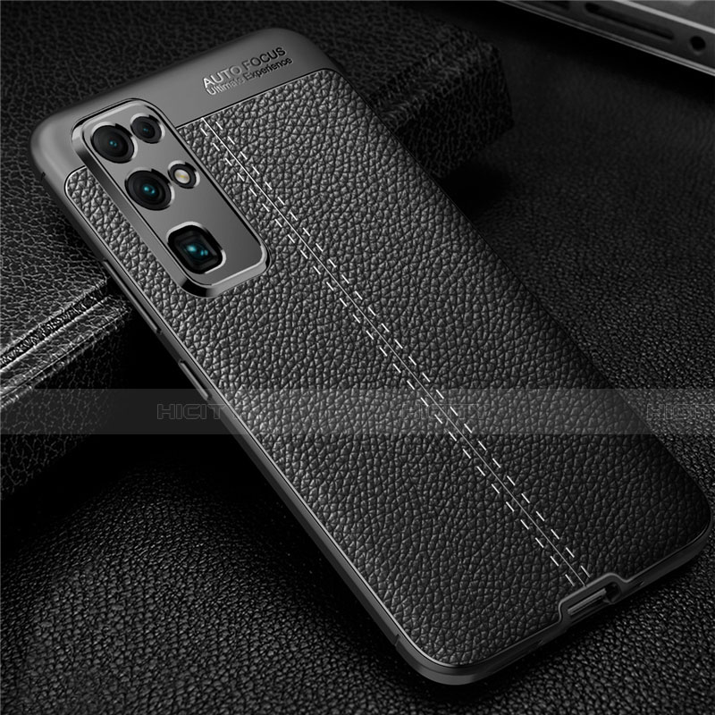 Coque Silicone Gel Motif Cuir Housse Etui pour Huawei Honor 30 Noir Plus