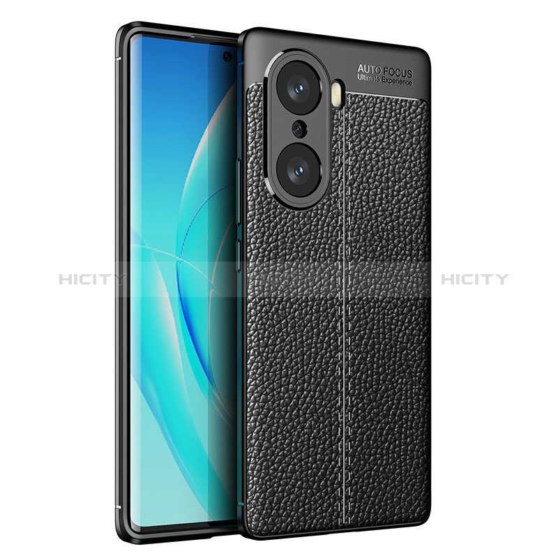 Coque Silicone Gel Motif Cuir Housse Etui pour Huawei Honor 60 Pro 5G Noir Plus